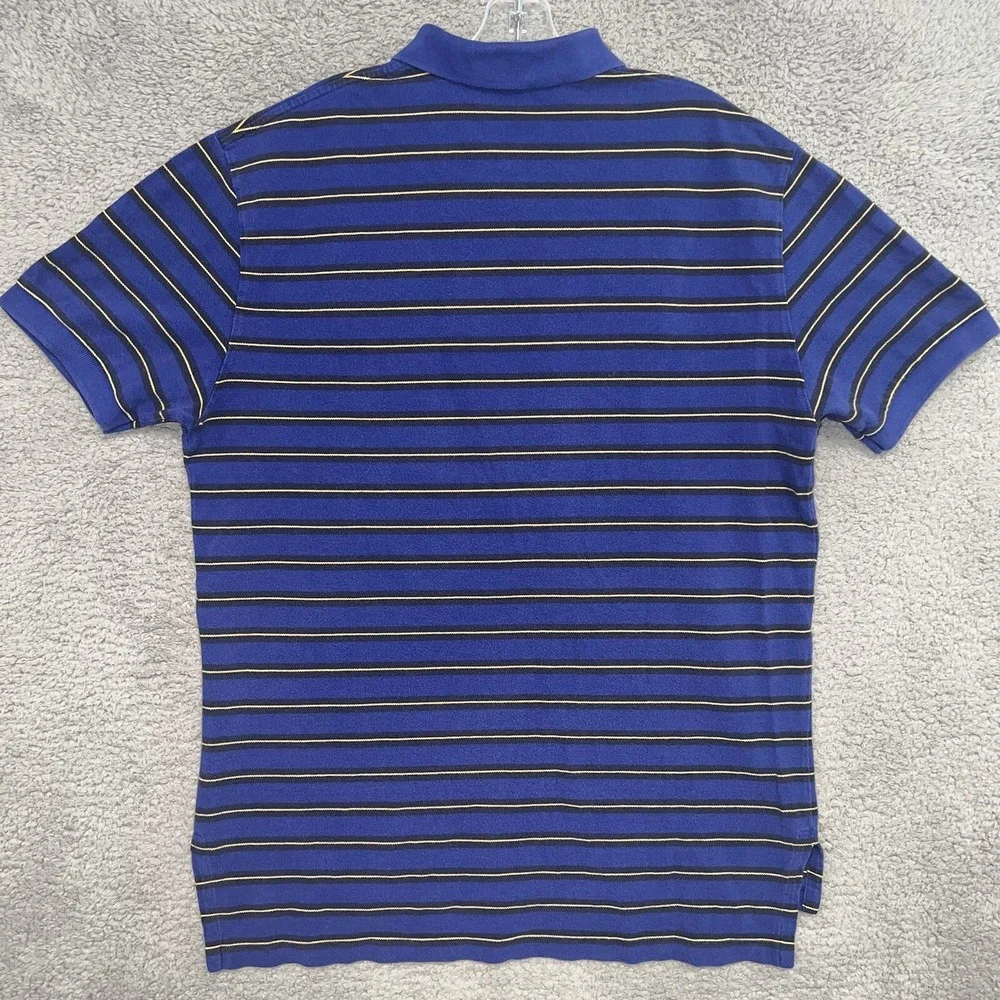 VTG Polo Ralph Lauren Shirt Men's Size L Blue Black Yellow Striped Red Pony Polo